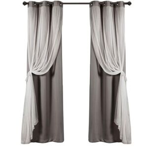Elegant Gray and White Curtain Set